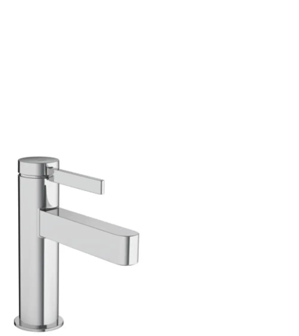 Hansgrohe Standventil mit Hebelgriff aus verchromtem Material, geeignet für Kaltwasser oder vorgemischtes Wasser, keine Ablaufgarnitur sichtbar.